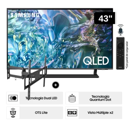 Televisor Samsung QLED Tizen OS Smart Tv 43 4K QN43Q65DAGXPE + Rack Giratorio